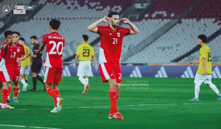 Jens Raven Cetak Gol Kelima pada tempat Menit 41, Indonesia Unggul 7-0 berhadapan dengan Brunei
