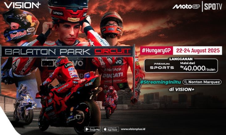 Jadwal MotoGP Hungaria 2025, Streaming pada VISION+