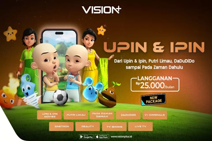 Langganan VISION+ Upin Ipin, Cuma Rp25.000 Nonton Kesenangan Aman untuk Anak