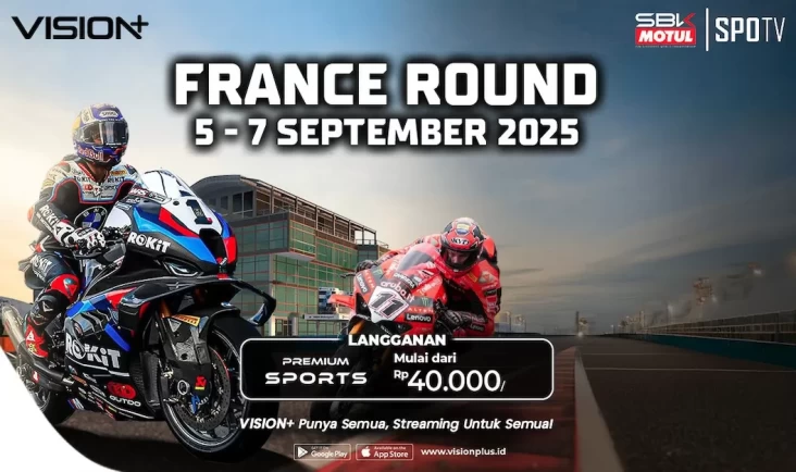 Link Streaming WorldSBK French Round 2025 di dalam tempat VISION+, Simak Jadwal Lengkapnya!