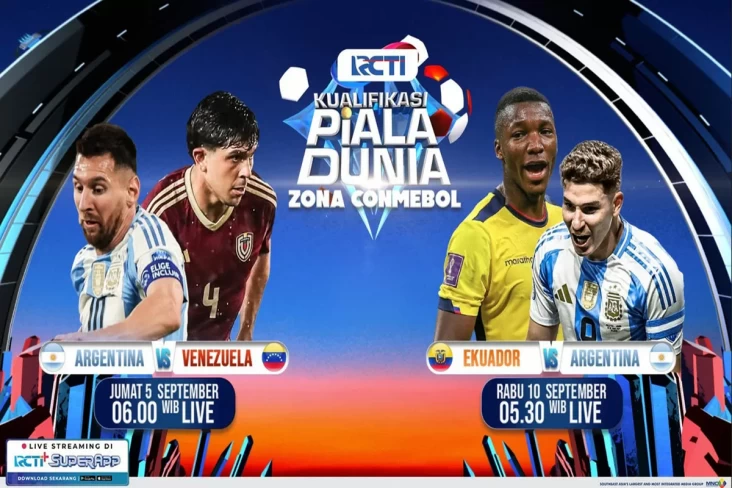 LIVE di dalam area RCTI! Kualifikasi Piala Global Zona Commebol: Argentina vs Venezuela kemudian Ekuador vs Argentina