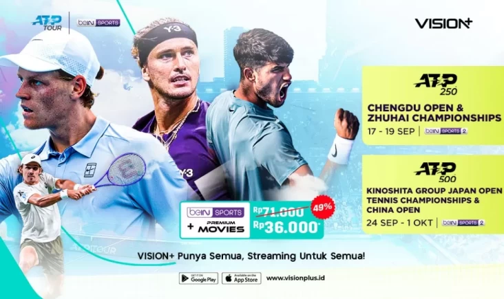 Pertarungan Bintang Tenis Bumi ATP 250 Chengdu & Hangzhou Championships 2025 Nonton di VISION+