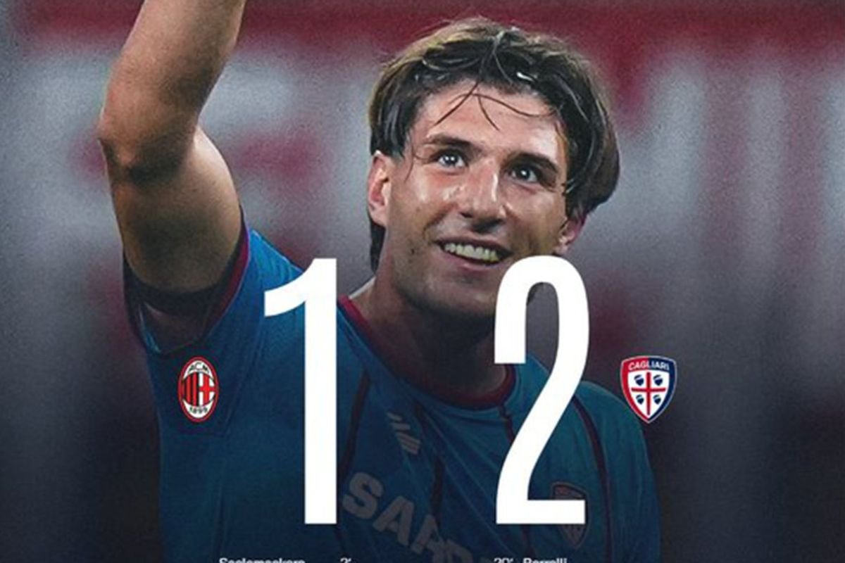 AC Milan gagal tampil Kejuaraan Champions setelahnya kalah 1-2 dari Cagliari